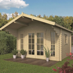 Tuindeco - Chalet bois massif - 45 mm - Inglund -10,9 m² + auvent