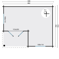 Tuindeco - Chalet bois massif 16,5 m² - 34 mm - Johan