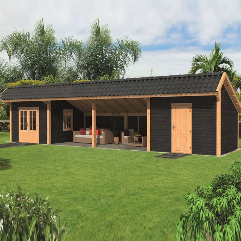 Tuindeco - Bâtiment modulaire pour jardin Bergen L type 12 - Noir Tuindeco - Bâtiment modulaire pour jardin Bergen L type 12 - Noir