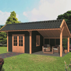 Tuindeco - Bâtiment modulaire pour jardin Bergen XL type 3 - Noir