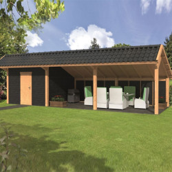 Tuindeco - Bâtiment modulaire pour jardin Bergen XL type 7 - Noir