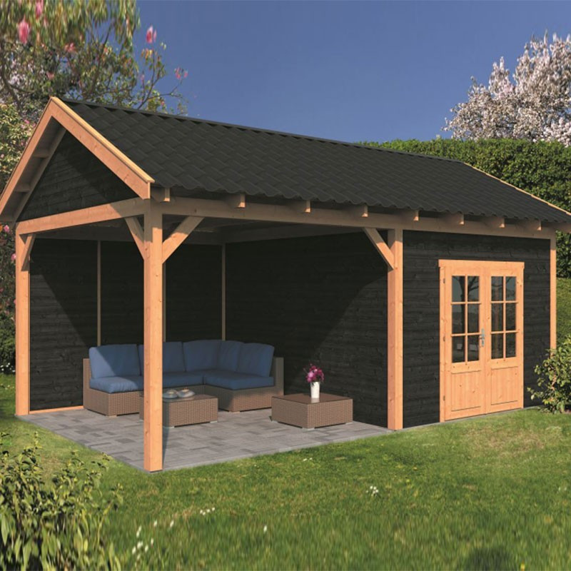 Tuindeco - Bâtiment modulaire pour jardin Hamar XL type 3 - Paroi noir