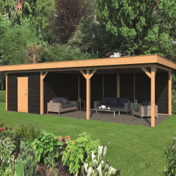 Tuindeco - Bâtiment modulaire pour jardin Oslo XL type 7 - Paroi noir