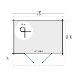 Tuindeco - Cabanon bois massif  4,8m² - 28mm -  Kris