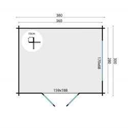 Tuindeco - Cabanon bois massif  10,1m² - 28mm -  Loya