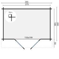 Tuindeco - Cabanon bois massif  4,6m² - 28mm -  Anja