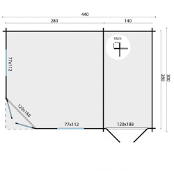 Tuindeco - Annexe en bois massif 11,4 m² - 44mm - Agnes