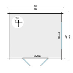 Tuindeco - Chalet bois massif 9,2 m² - 28 mm - Skov