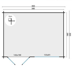 Tuindeco - Chalet bois massif 10,6 m² - 28 mm - Aksel