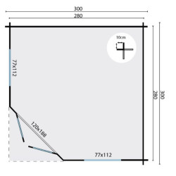 Tuindeco - Cabane d'angle 7,8 m² - 28 mm - Ingrid