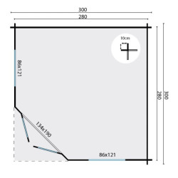 Tuindeco - Cabane d'angle bois massif 7,8 m² - 28 mm - Asmund