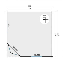 Tuindeco - Cabane d'angle bois massif 10,8 m² - 28 mm - Dagmar