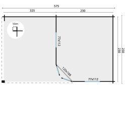 Tuindeco - Chalet bois massif 13,8 m² - 28 mm - Niklas