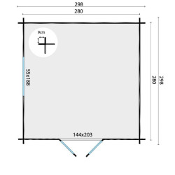 Tuindeco - Cabanon bois massif 7,8 m² - 28 mm - Bodine