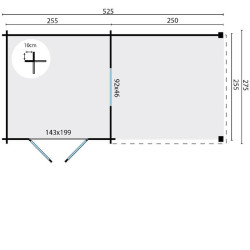 Tuindeco - Chalet bois massif 12,9 m² - 28 mm - Brenda