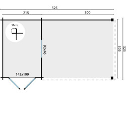 Tuindeco - Chalet bois massif 15,7 m² - 28 mm - Erickson