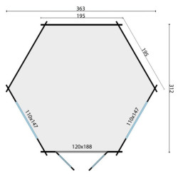 Tuindeco - Kiosque hexagonal bois massif - 7,8 m² - 34 mm - Nora