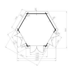 Tuindeco - Kiosque hexagonal bois massif - 7,8 m² - 34 mm - Nora