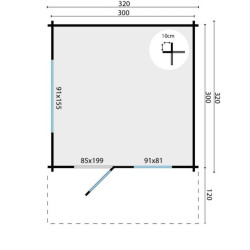 Tuindeco - Chalet bois massif 9 m² - 40 mm - Riho