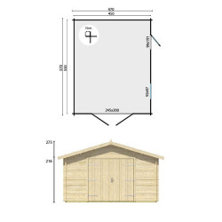 Tuindeco - Garage en bois Rydell 26m² -  470 x 570 cm