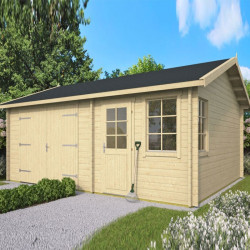 Tuindeco - Garage en bois massif 15 m² + 11 m² - 45 mm - Moa