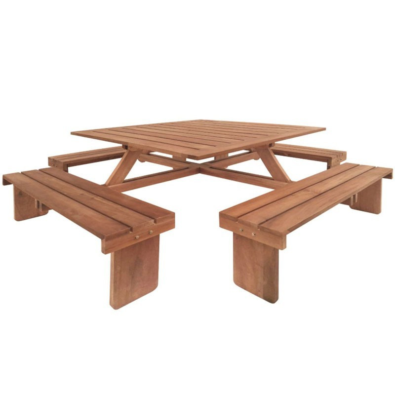 Tuindeco - Table de pique-nique Carrée - En bois dur