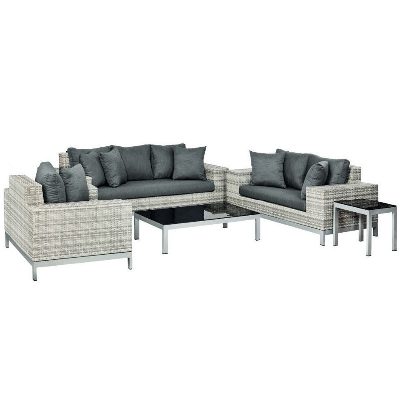 Tuindeco - Ensemble lounge Greenwood Wicker gris