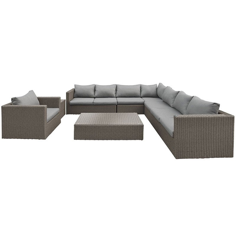 Tuindeco - Ensemble lounge Daytona Wicker marron Foncé