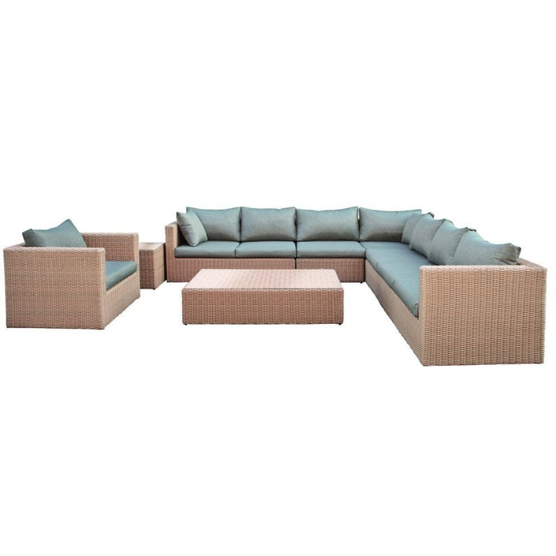 Tuindeco - Ensemble lounge Oakland Wicker marron clair