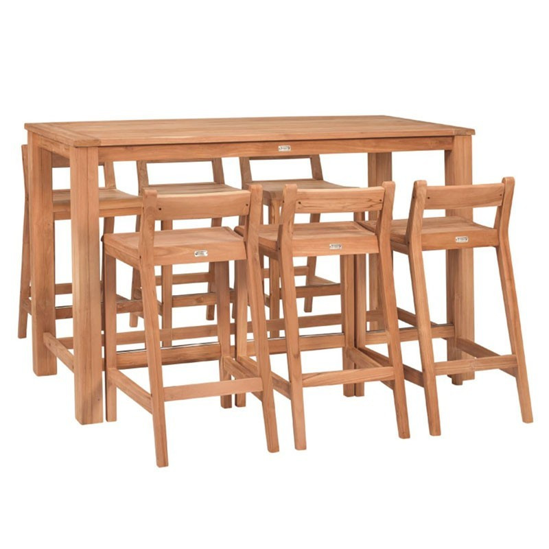 Tuindeco - Table + chaises hautes - Buckingham - Teck