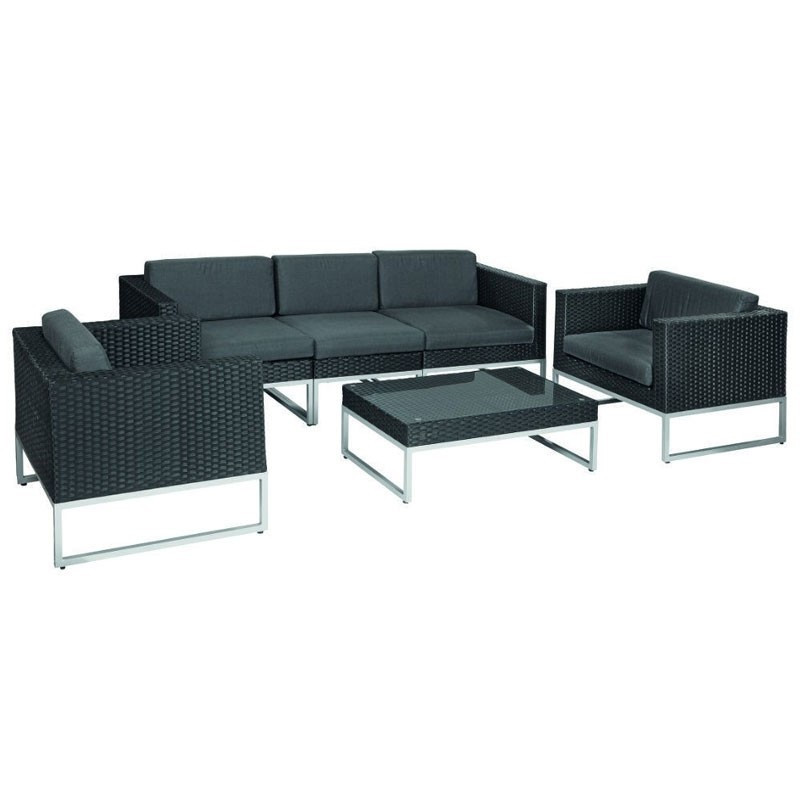 Tuindeco - Ensemble lounge Richmond tressé Wicker noir