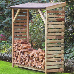 ABRI D ENTREPOSAGE POUR BOIS DE CHEMINEE AVEC CARTON BITUME