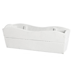 Jardinière blanche bois de pin 60 x 22 x 21 cm - Traité contre les fongicides