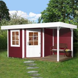 WEKA - Abri Design 213A - Extension 1,58 m - Rouge Suédois - 2,38 x 2,38 x 2,37 m