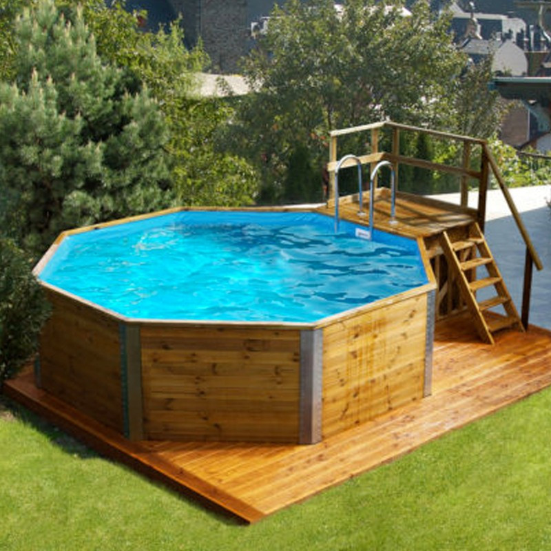 PISCINE BOIS MASSIF 593 B T.1. TOUT INCLUS 376X476CM