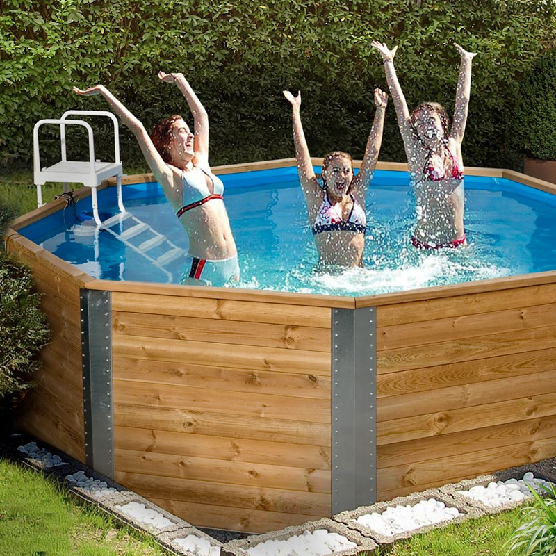 PISCINE BOIS MASSIF 593. TOUT INCLUS 310X310CM