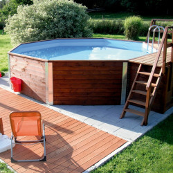 PISCINE BOIS MASSIF 593 B T.2. TOUT INCLUS 471X571CM