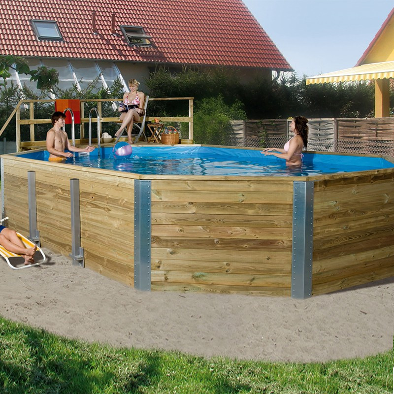 PISCINE BOIS MASSIF 594 A. TOUT INCLUS 376X850CM