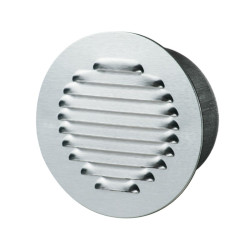 GRILLE RONDE FLANGE 125MM ALU POLI BLANC + ECRAN ANTI INSECTE