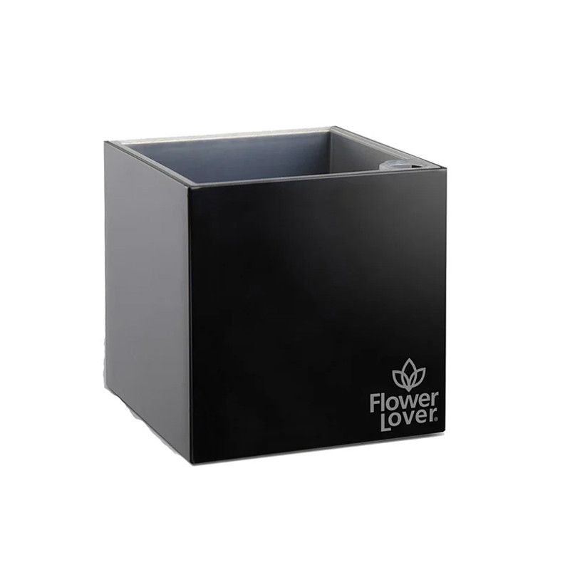 Flower Lover - Cubico pot auto irrigant - 9x9cm - Noir