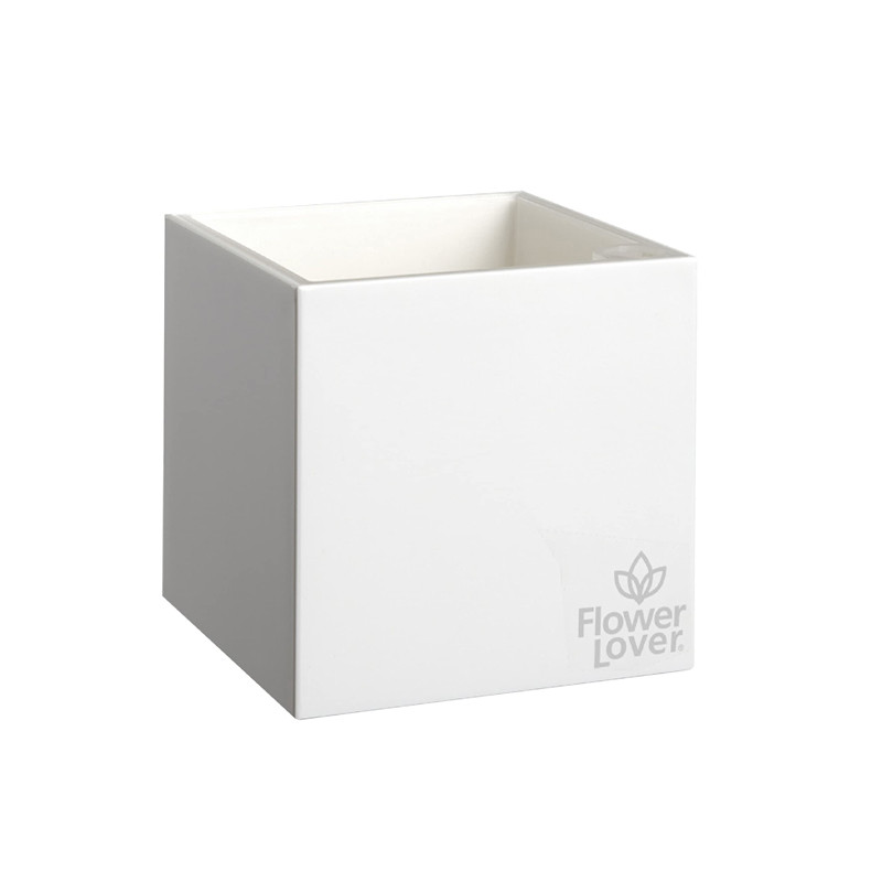 Flower Lover - Cubico pot auto irrigant - 9x9cm - Blanc