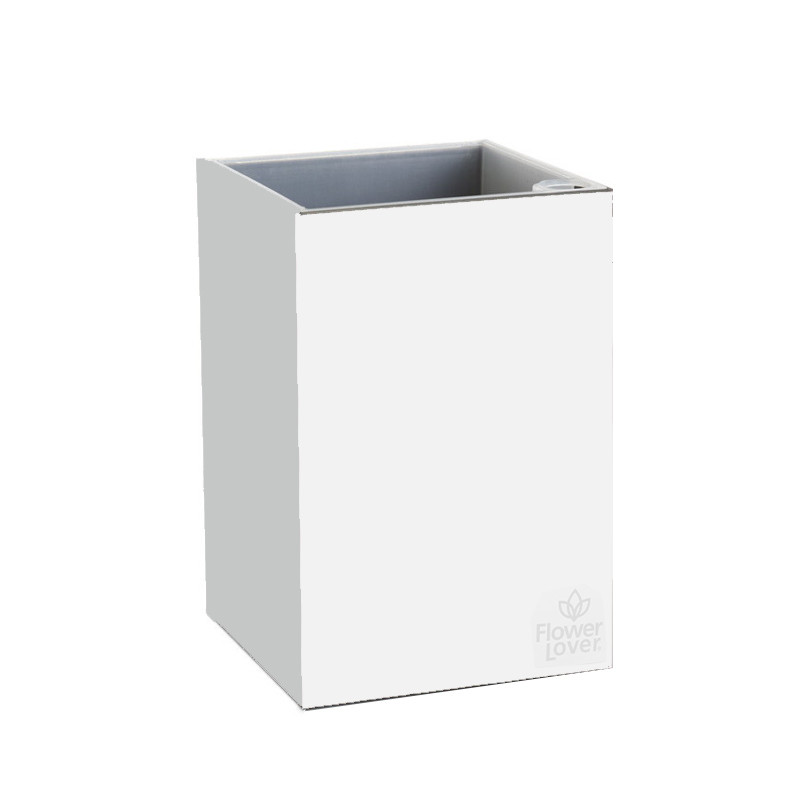 Flower Lover - Cubico pot auto irrigant - 9x9x13.5cm - Blanc