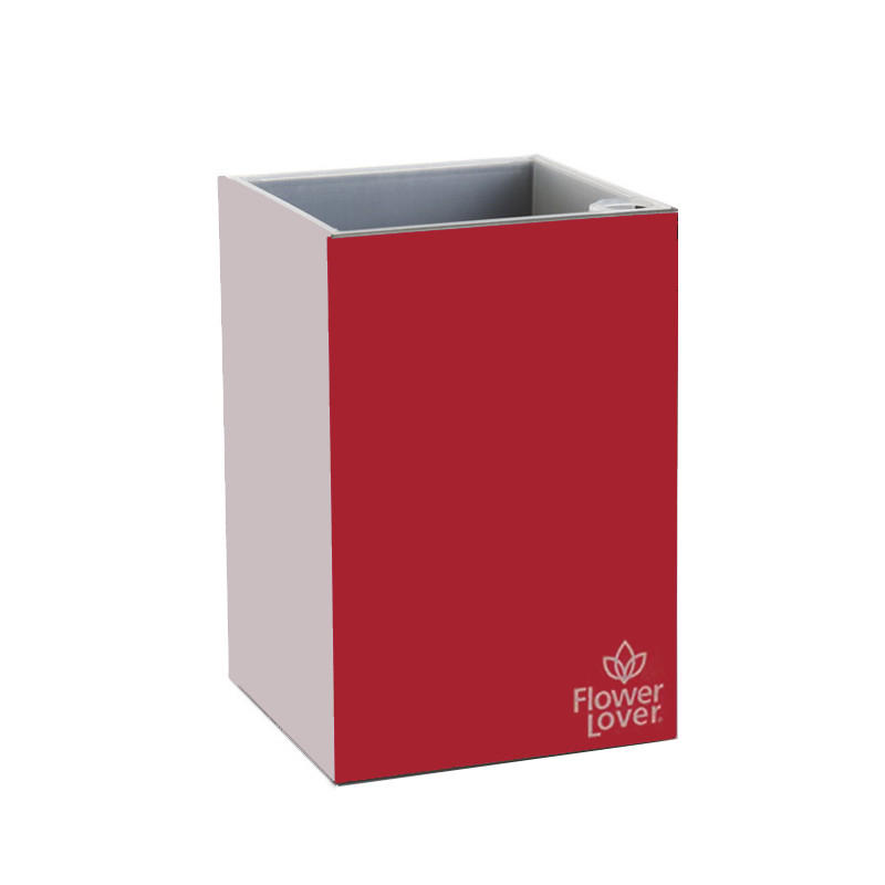 Flower Lover - Cubico pot auto irrigant - 9x9x13.5cm -Rouge