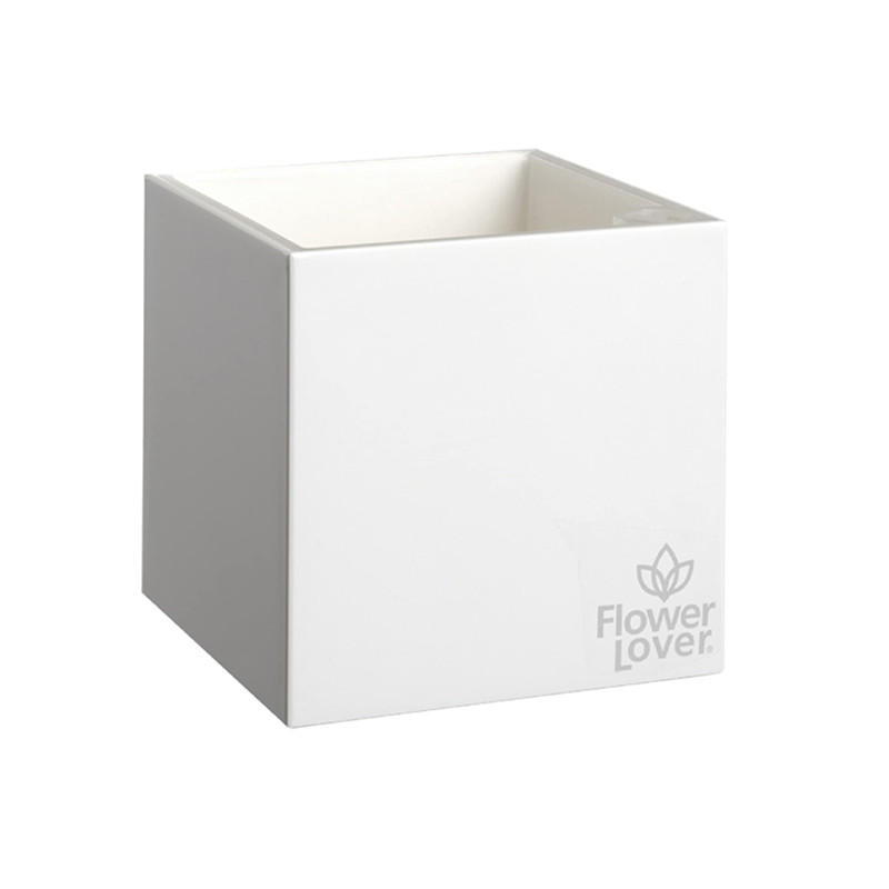 Flower Lover - Cubico pot auto irrigant - 14x14cm - Blanc