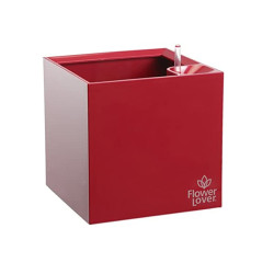 Flower Lover - Cubico pot auto irrigant - 14x14cm - Rouge