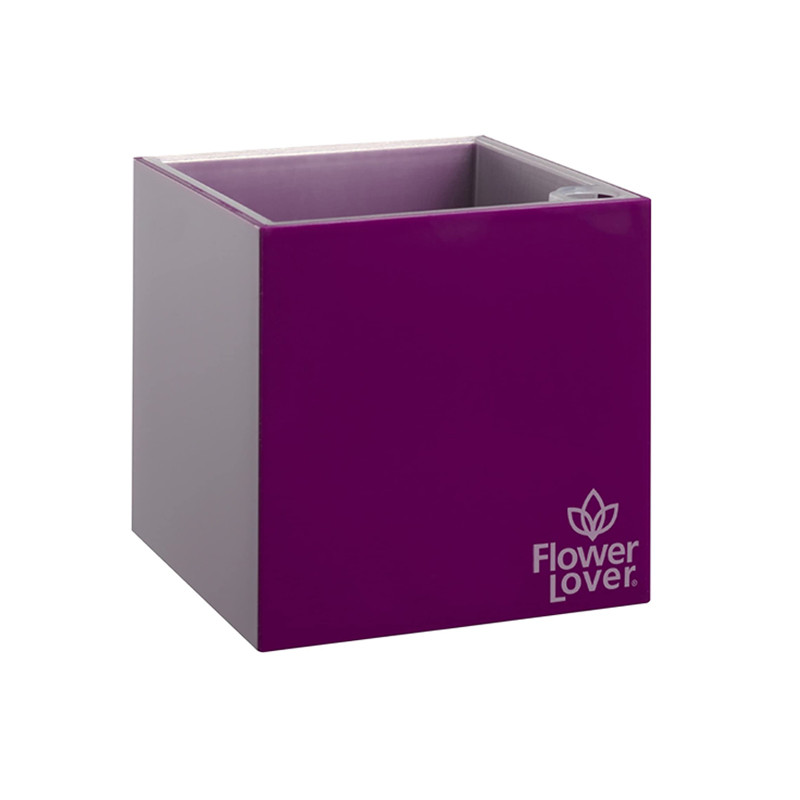 Flower Lover - Cubico pot auto irrigant - 14x14cm - Violet