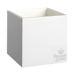 Flower Lover - Cubico pot auto irrigant - 27x27cm - Blanc