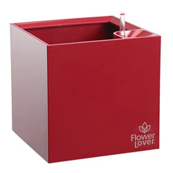 Flower Lover - Cubico pot auto irrigant - 33x33cm - Rouge