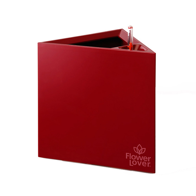 Flower Lover - Triangle pot auto irrigant - 27x27x27cm - Rouge