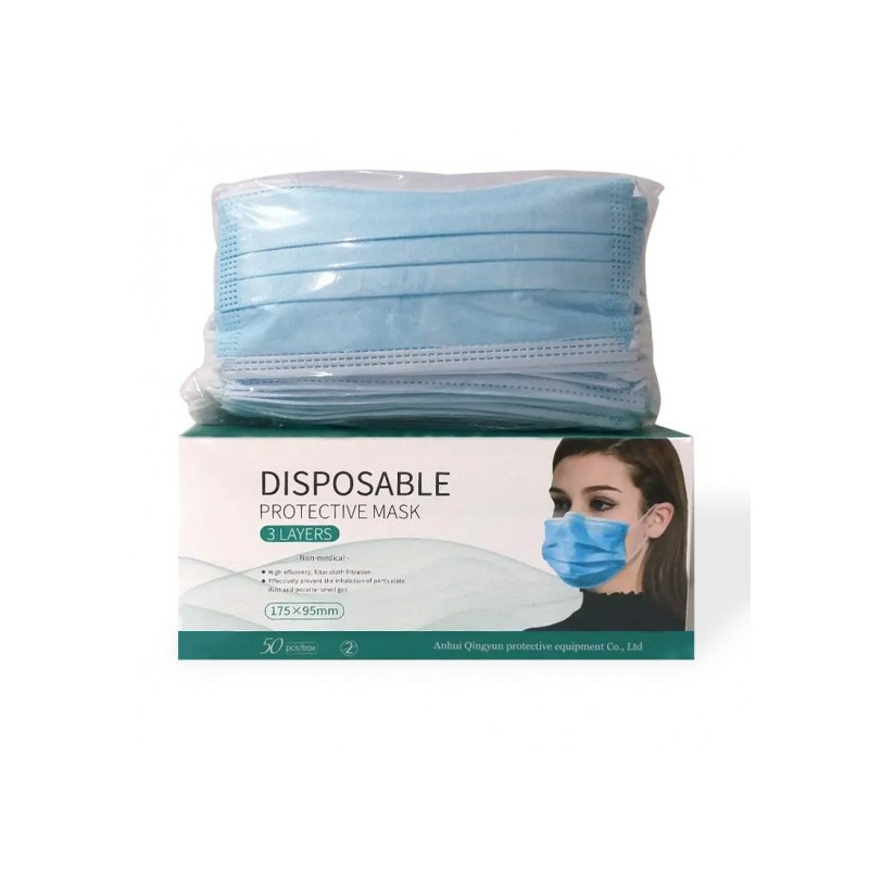 Masques jetables 3 plis - Boite de 50 masques non medicaux